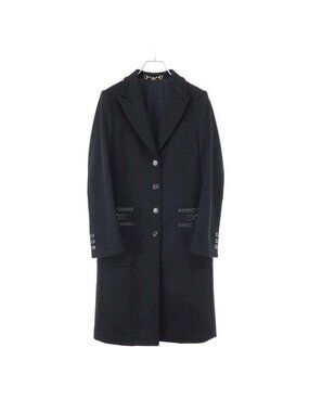 Gucci Horsebit Wool Long Coat Zs828 Black 38